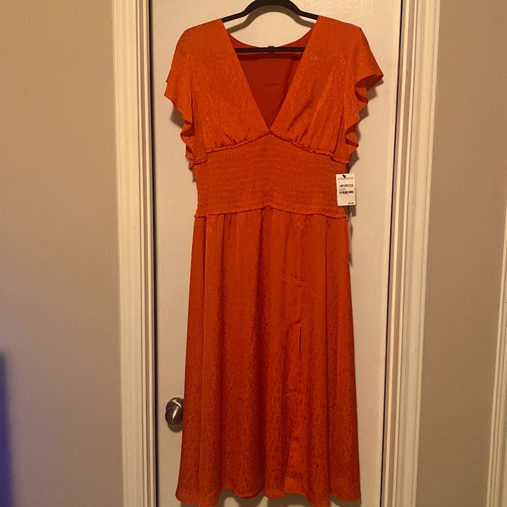 Orange dress, new with tags, size L (fit women size 12/14), Leith brand
